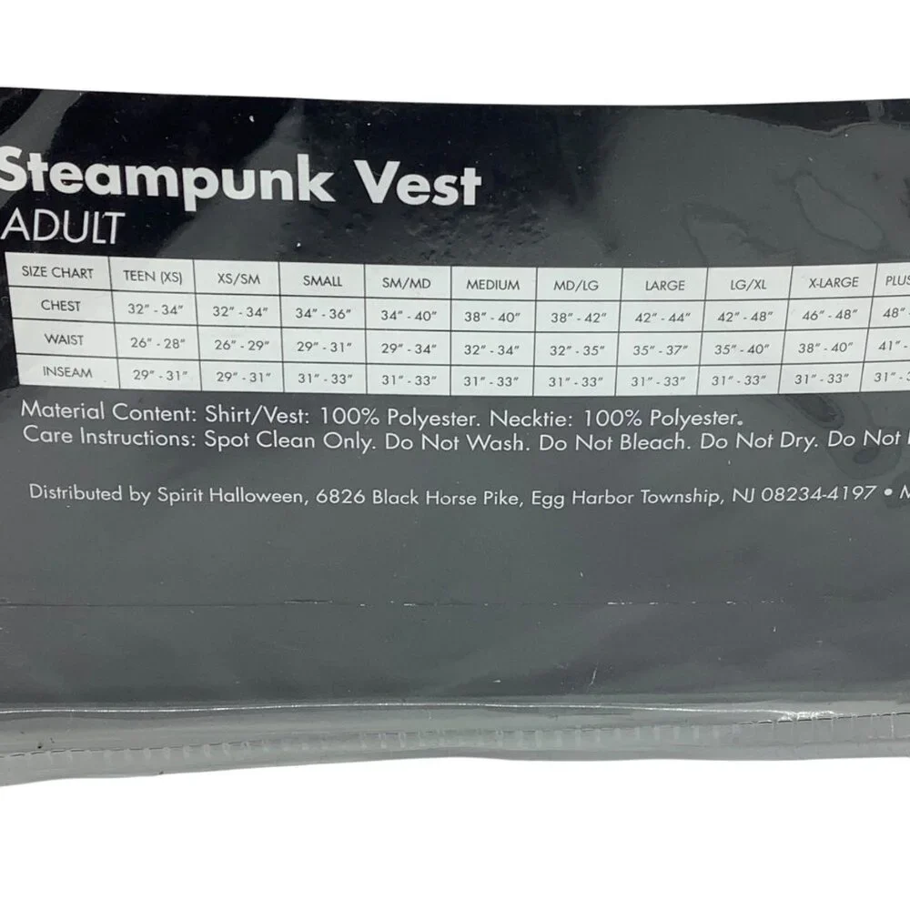Steampunk Vest Costume With Attached Sleeves Adult L/XL Spirit Halloween NWT NEW - Picture 6 of 6